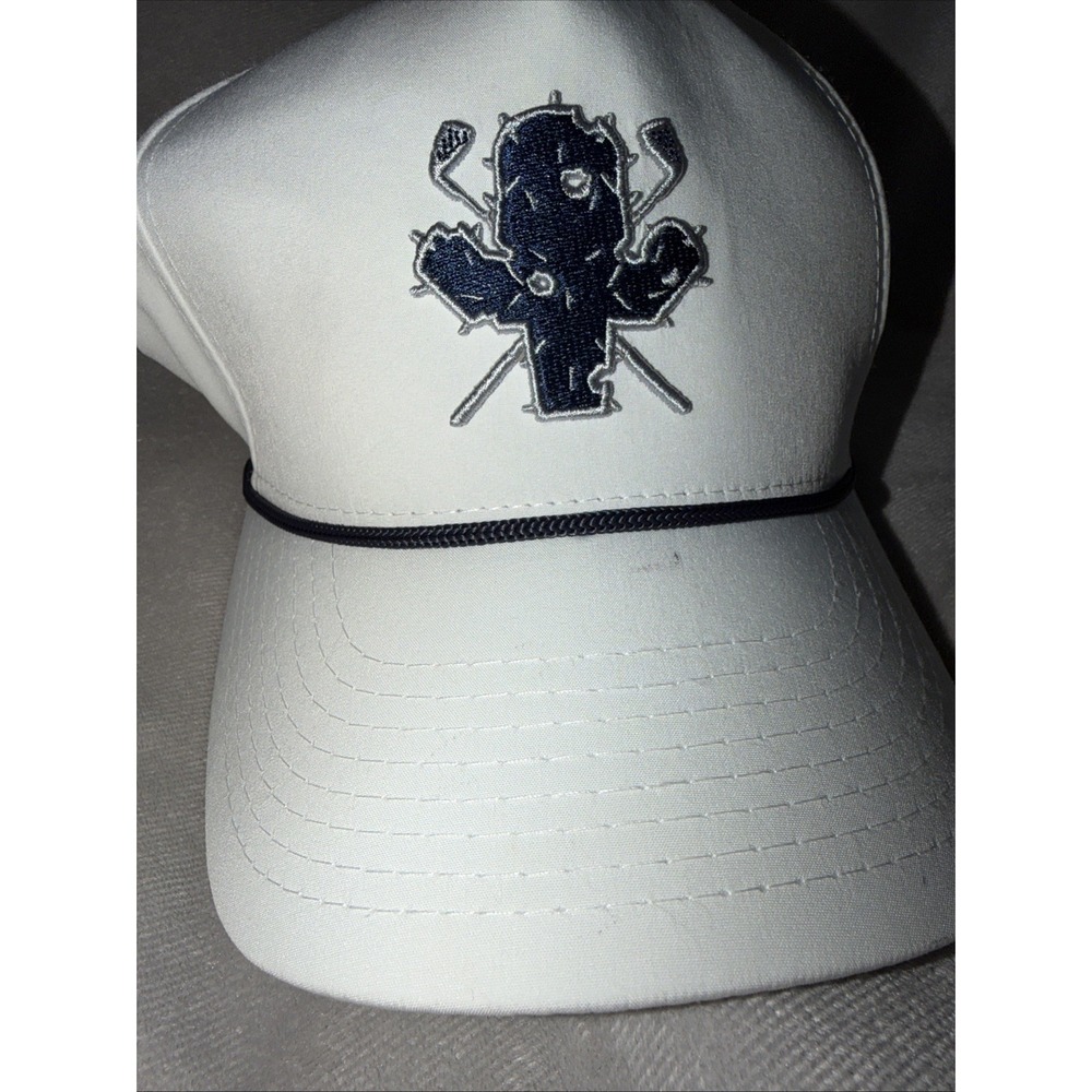 Cactus Hack Golf Hat Cap Snap Back JM Rope 2.0 Performance White Navy Cactus